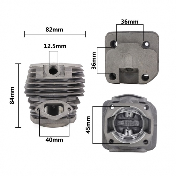 Pyzl 1 Satz Durchmesser 45 mm Kettensägenzylinder und Kolbensatz Passend für 52 52-ccm-Kettensägen-Ersatzteile für Benzin- / Öl-