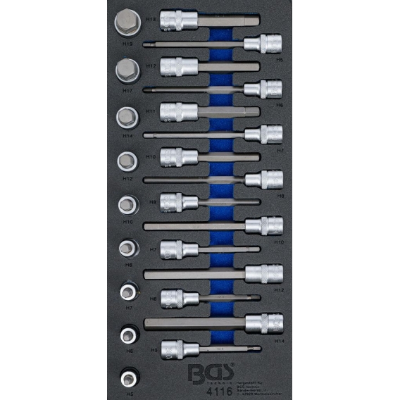 Werkstattwageneinlage 1/3: Bit-Einsatz-Satz - Innensechskant - 24-tlg.
