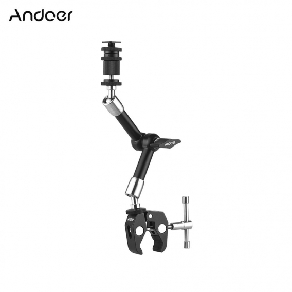 Andoer 7 "Edelstahl Articulating Friction Arm mit einstellbarer Super Rod Clamp Zangen Clip fuer DSLR Kamera Rig / Monitor / LED