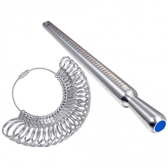 AcserGery Metall Ring Sizer Set Finger Messring mit Ringen Dorn Sizer Finger Sizing Messstab Ring Schmuck Werkzeug Set