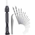 AcserGery Handbohrmaschine Handbohrmaschine | Einstellbares Helical-Hand-Kit | 25 Stück Mini-Spiralsenker-Bohrer für das Modell 