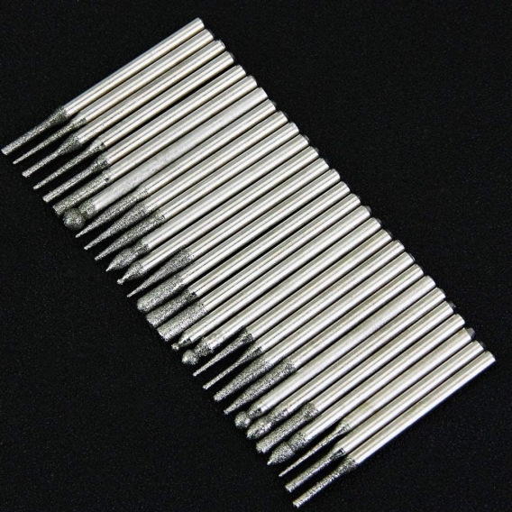 AcserGery 90 PCS Diamantbohrer 3 mm Schaft 120 Körnung Schleifscheibe Bohrer Gravur Diamant Schnitzform Bohrwerkzeug Feilen Poli