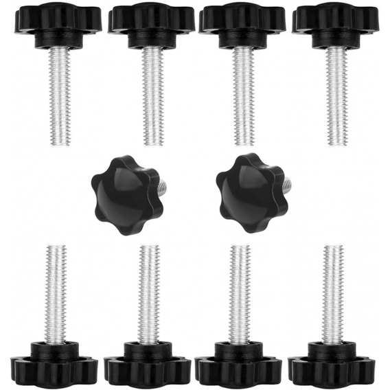 AcserGery 10 Stück Sterngriffschrauben, Increway-Rändelschrauben, M6x40-Gewindeklemme, schwarzer Kunststoff, sternförmiger Knopf