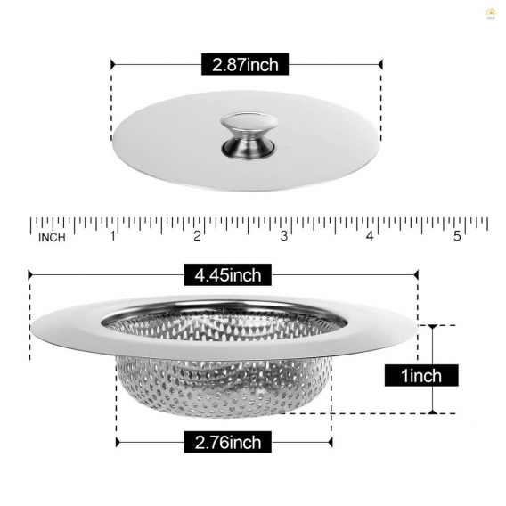 AcserGery 2 Stück Edelstahl-Küchenspülbecken-Sieb mit Deckel Anti-Verstopfungs-Block Lebensmittelpartikel
