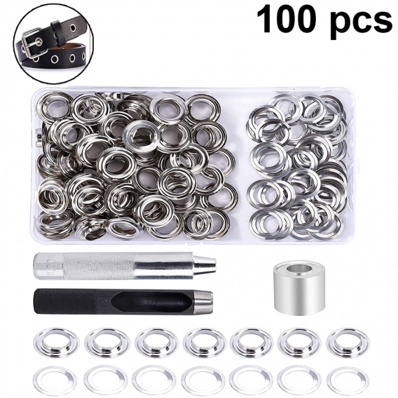 Grommet Werkzeug Kit, Tülle Ösen Scheiben Ösenzange Set und 100 Sets 12 mm Grommet Ösen mit für Planen Leder Stoff Vorhang Poola