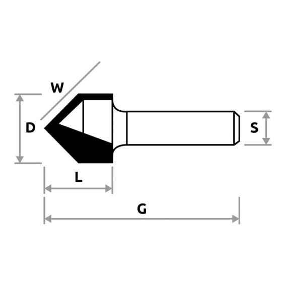 STIER V-Nutfräser HM (HW), Ø 16 mm, Schaft Ø 8 mm