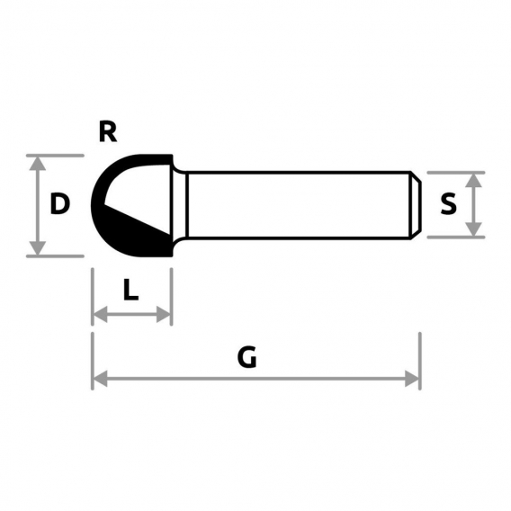 STIER Hohlkehlfräser HM (HW), Ø 12 mm, Schaft Ø 8 mm