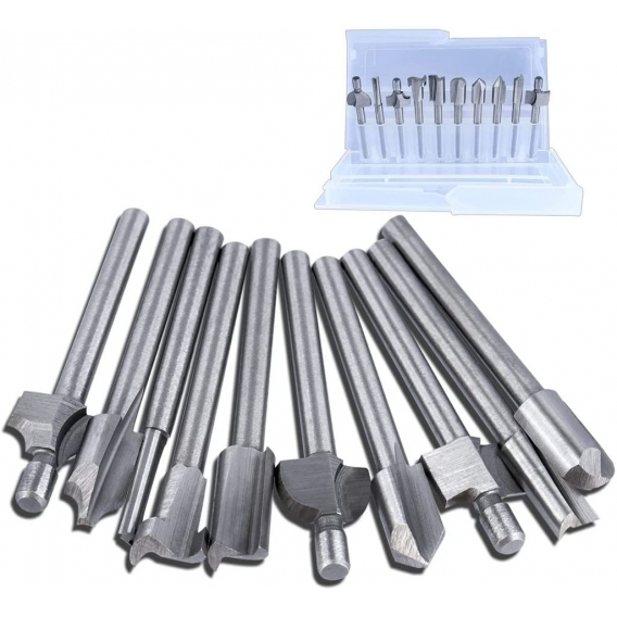 AcserGery 10 Stück HSS Rollschneider, 3mm (1/8") HSS Fräser Set Holzgravur Dremel Zubehör Werkzeuge für Holz PCV Kunststoff Acry