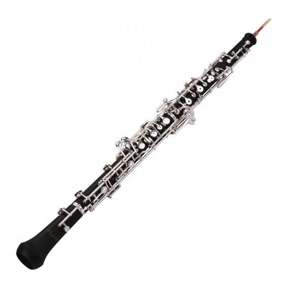 Muslady Professional Oboe C-Taste Halbautomatische Ausfuehrung Vernickelte Tasten Holzblasinstrument mit Oboe-Reed-Handschuhen L