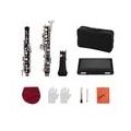 Muslady Professional Oboe C-Taste Halbautomatische Ausfuehrung Vernickelte Tasten Holzblasinstrument mit Oboe-Reed-Handschuhen L