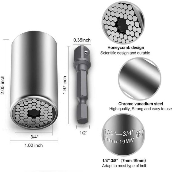 Steckschlüssel Universal Nuss Steckschlüssel Gator Grip 7-19mm Universalschlüssel nüsse Multi Funktions Handwerkzeuge Reparatur 