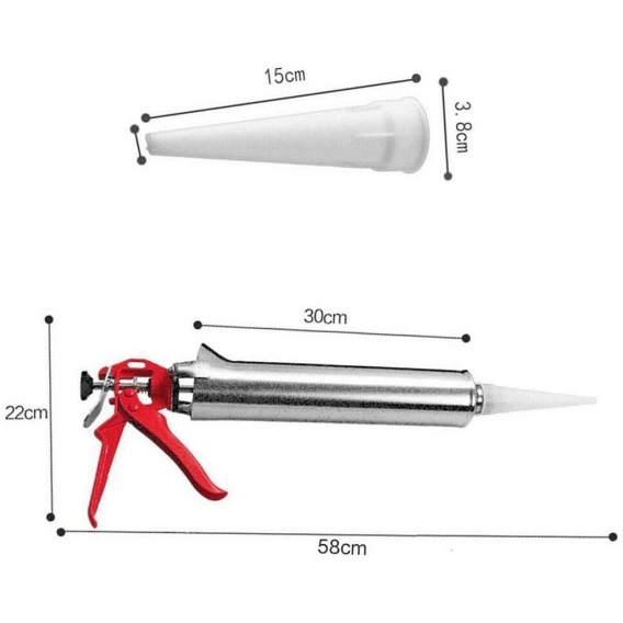 Fugenpistole Edelstahl Spritzgerät Applikator Werkzeug für Ziegelspitzen und Fliesen Druckluft Kartuschen Mörtelspritze Kartusch