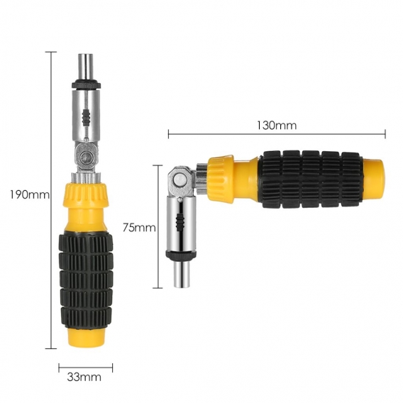 Schnellwechsel-Ratcheting-Schraubendreher 1/4 Zoll Magnetischer Ratschenschraubendreher 5 Positionen Bits Halter Starkes Ratsche