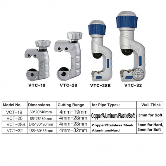 Robuster Rohrschneider Für Hart Weich Kupfer Metall Stahl Aluminium Rohrleitungen Größe VTC-19
