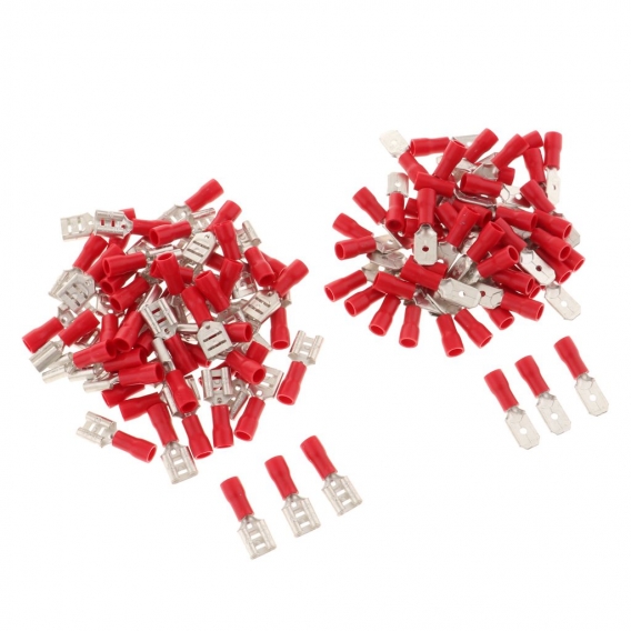 100 Stück / Kit Crimp-Anschlussklemme Farbe rot