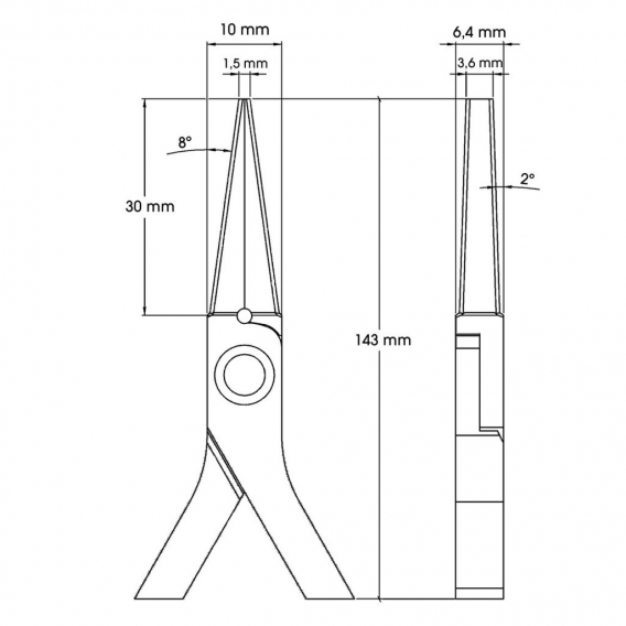 WETEC PRO Flachzange, lang, Greifflächen glatt 3513 Länge: 143 mm