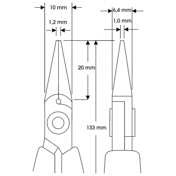 WETEC PRO Spitzzange, Greifflächen glatt 3521 (3521 Electroniczange)