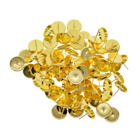 100 Stück Bolzenohrring Blank Einstellungen Farbe Goldene 12mm