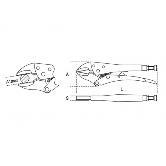 Beta Gripzange, verstellbar, speziell geformte Backen 1055/250