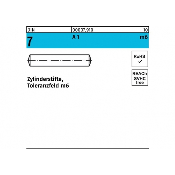 Zylinderstift DIN 7 8 m6 x 80 A 1 DIN 7