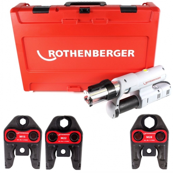 Rothenberger ROMAX AC ECO Set M 230 V Pressmaschine Typ C für Netzbetrieb im Transportkoffer + 3 x Pressbacken ( 15750 )