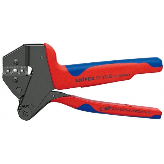 Knipex Crimp-Systemzange Länge 200mm mit Crimpeinsatz für unisol.offene Steckverbinder - 97 43 05