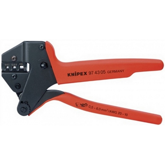 Knipex Crimp-Systemzange Länge 200mm mit Crimpeinsatz für unisol.offene Steckverbinder - 97 43 05