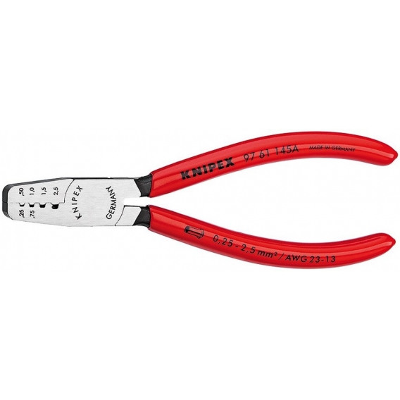 Knipex Aderendhülsenzange Länge 145mm Trapezprofil Kunststoff-Überzogen - 97 61 145 A SB