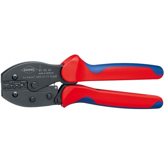 Knipex Crimp-Hebelzange Länge 220mm für unisolierte, offene Steckverbinder 0,1 - 2,5 - 97 52 34 SB