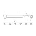 BGS technic Doppelgelenk-Ratschenring-Maulschlüssel | abwinkelbar | SW 12 mm