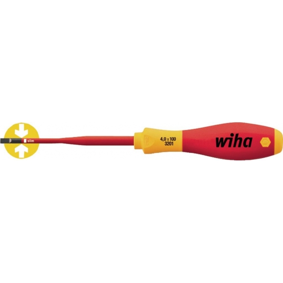 Wiha SoftFinish® electric slimFix Schlitz-Schraubendreher 4,0mm x 100mm 3201040100 35390