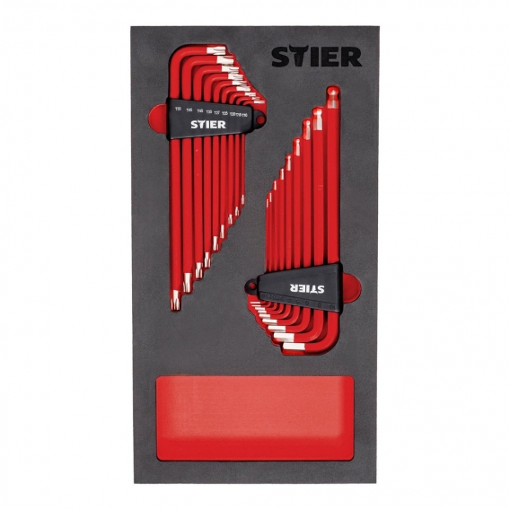 STIER Winkelschraubendreher-Satz 6KT/TX, 18-teilig, in Weichschaumeinlage (EVA), aus hochwertigem Chrom-Vanadium-Stahl