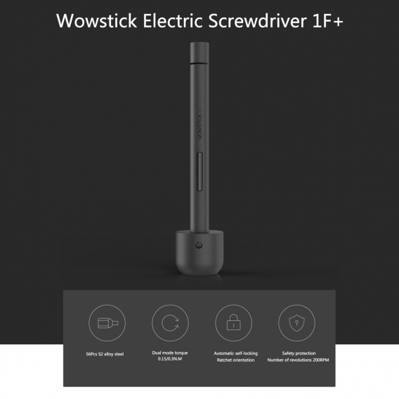 Wowstick 1f + Aluminium Elektro-Schraubendreher-Kit Shadowless Light Dual Modes USB Wiederaufladbar