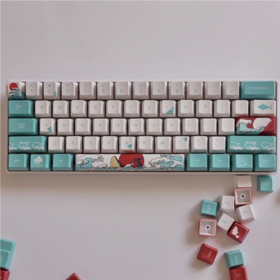 AcserGery Sea Coral Keycap PBT Five Sides Dye-Subbed Spacebar 6.25U OEM Profile Space Bar Keycap für DIY Mechanical Keyboard