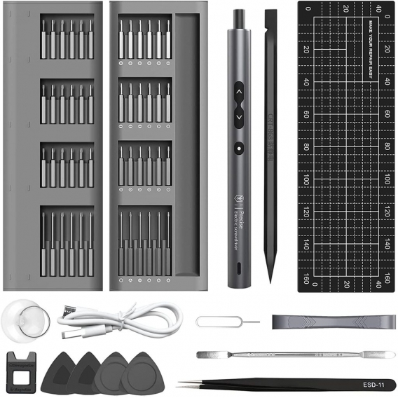 AcserGery Mini-Präzisions-Elektro-Schraubendreher, 62-in-1-Präzisions-Schraubendreher-Kit, USB-Aufladung und LED-Licht, Mini-Prä