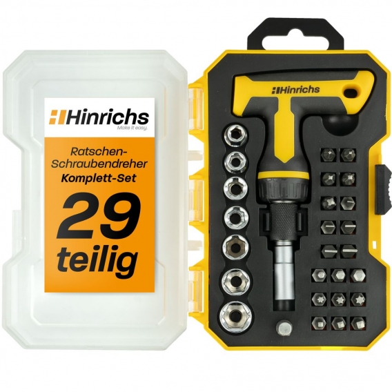 Hinrichs Schraubendreher Set T-Griff 29tlg Bitschraubendreher-Set Werkzeugset