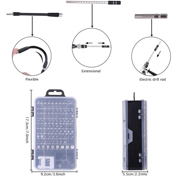 AcserGery 126-in-1-Präzisions-Schraubendreher-Kit-Werkzeuge, tragbares Torx-Magnet-Schraubendreher-Kit, mit vollständigem Dreiec