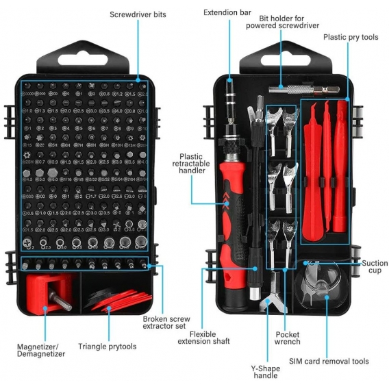 Pyzl 135 in 1 Präzisions-Schraubendreher-Set, Mini-Schraubendreher-Set mit tragbarem Koffer, DIY-Reparatur-Tool-Kit, Handarbeits