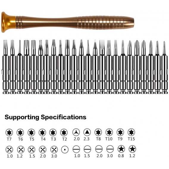 Pyzl Tragbares 25-in-1-Schraubendreher-Reparatur-Werkzeug-Set, Pentalobe P5 Torx T5-Schraubendreher für Computer, MacBook Pro, T