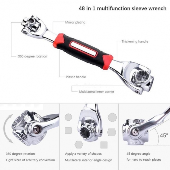 1 x Multifunktional Universalschlüssel handliches verstellbares Werkzeug Multifunktions-Steckschlüssel Zangenschlüssel
