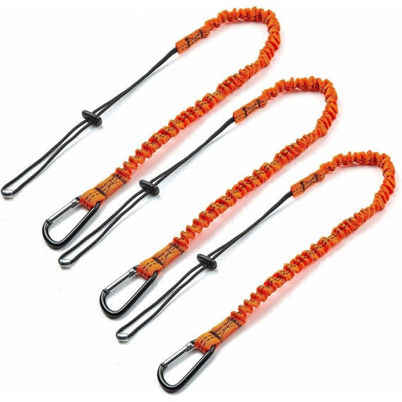 Pyzl Sharp Tool Lanyard, 3-teiliges einziehbares Sicherheitswerkzeug-Lanyard mit Einzelkarabiner und verstellbarem Schlaufenende