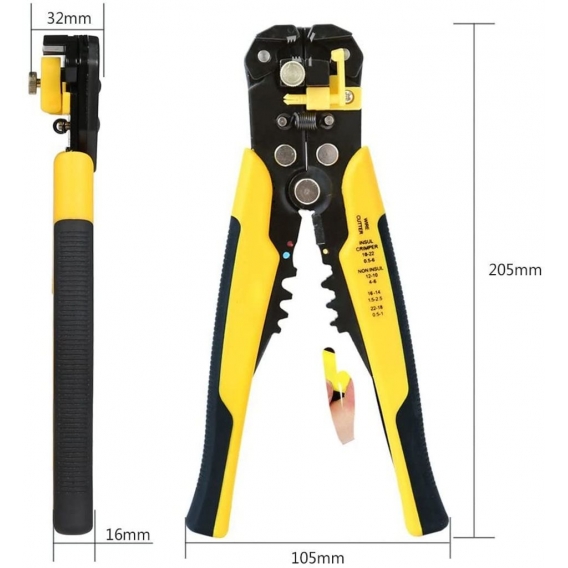 AcserGery Automatische Abisolierzange, Crimpzange, Abisolierzange mit Präzisionseinstellung AWG 24-10 (0,2  6,0 mm²) Kabel, Auto