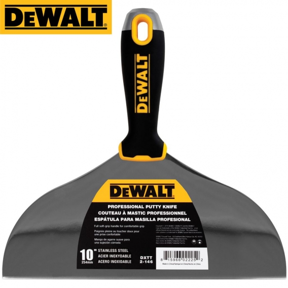 Spachtel DEWALT 254mm Klinge Edelstahl Soft Grip Malerspachtel Trockenbau 2-146