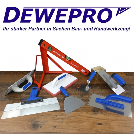 DEWEPRO Fugenspachtel - Flächenspachtel - Breitspachtel mit 2-Komponenten-Griff - Edelstahl - Breite: 140mm - Malerspachtel - Fu