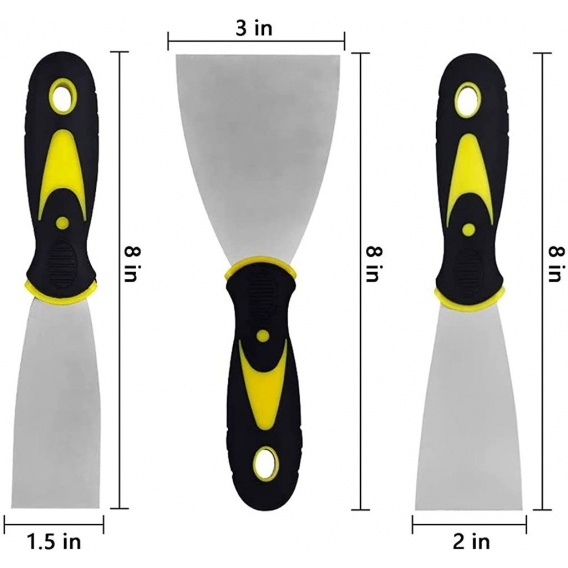 AcserGery 3-teiliges Beschichtungsmesser, DIY-Spachtel, Edelstahl-Spachtel-Set Beschichtungsmesser 1,5, 2, 3 Zoll, 3 Stück