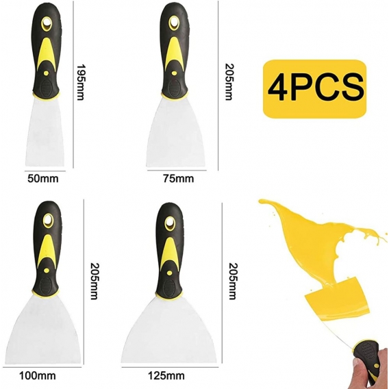 AcserGery Spachtelmesser aus Edelstahl, 4-teiliges Set Spachtelmesser, Spachtel aus Stahl, Spachtel, Spachtel, Spachtel, Spachte