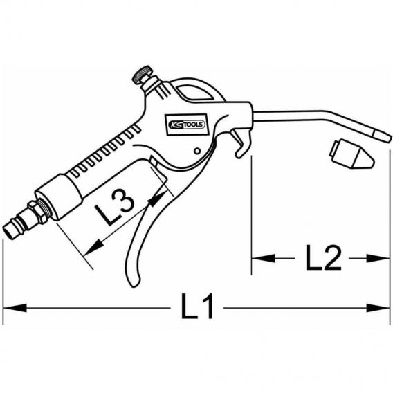 KS Tools Druckluft-Ausblaspistole mit Durchflussregulierung 515.1901