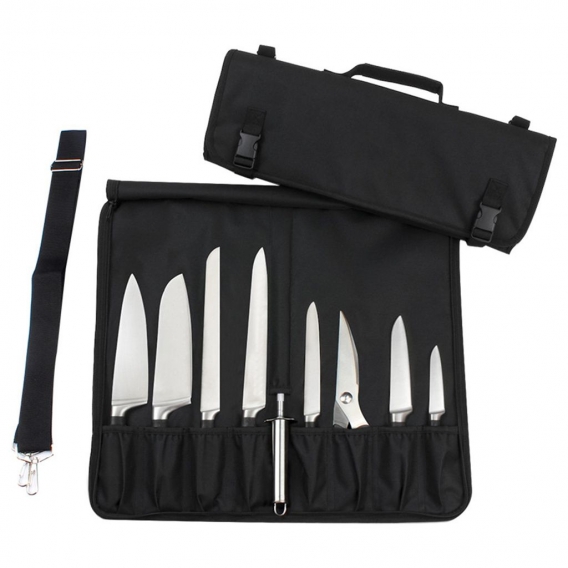 Kochmesser-Rollentasche mit Messertasche strapazierfaehigem Schultergurt und Griff, Kochmesser Meat Cleaver Knife Case