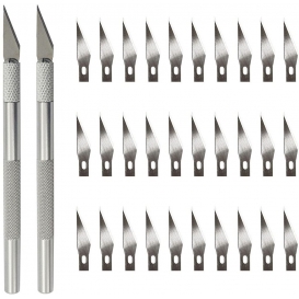 More about AcserGery Bastelmesser-Set, 2 Lineal Bastelmesser 30 Schneidklingen, zum Schnitzen, Heimwerken, Hobbymesser, Präzisionsschneider