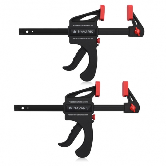 Navaris 2x Einhandzwingen Spanner Set - Spannweite: 15cm Spannkraft: 60kg - Einhandzwinge Schraubzwinge Set - 2x medium Schraubz